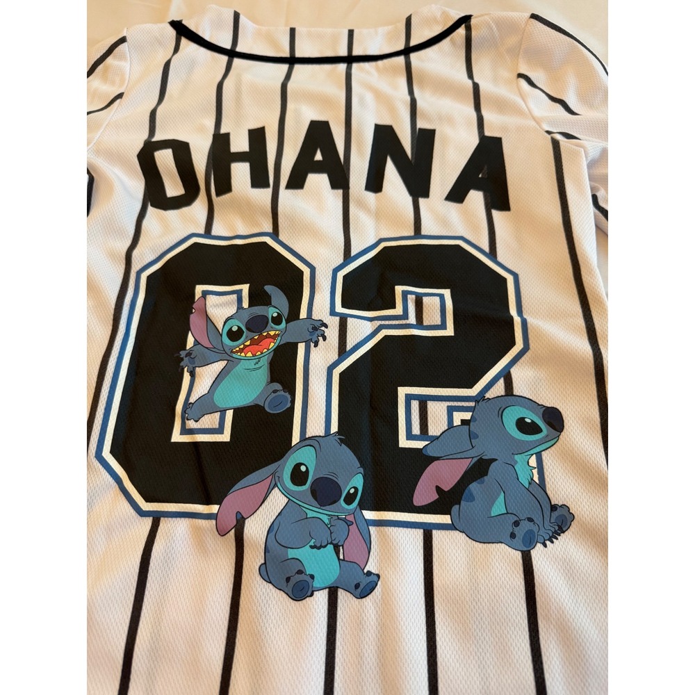 Disney Stitch Kids Youth Ohana Baseball Jersey Shirt XXS/XS White Active Sporty - Picture 8 of 9